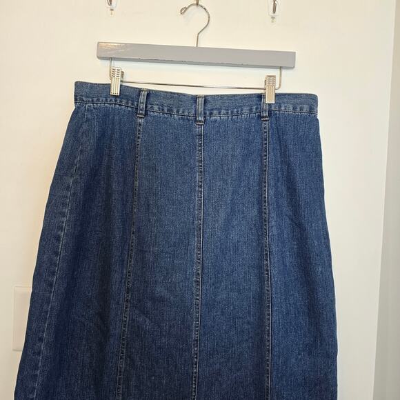 Y2K Denim Maxi Skirt Sz 16 XL Dark Wash Panel A-Line Cotton Modest Long Vintage - Picture 6 of 9